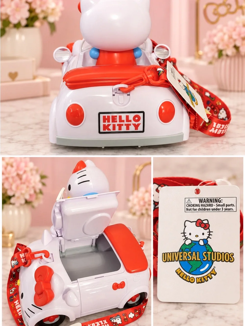 Hello Kitty White & Red Pull-Along Ride-On Car with Strap